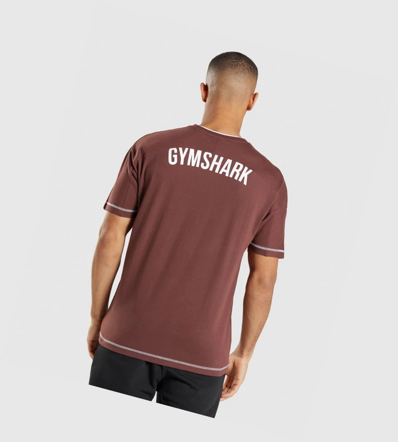 Gymshark Recess T-skjorte Herre Rosa Brune Hvite | PNAVXE184