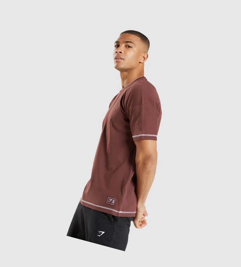 Gymshark Recess T-skjorte Herre Rosa Brune Hvite | PNAVXE184