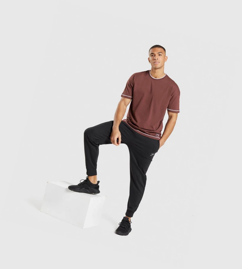 Gymshark Recess T-skjorte Herre Rosa Brune Hvite | PNAVXE184