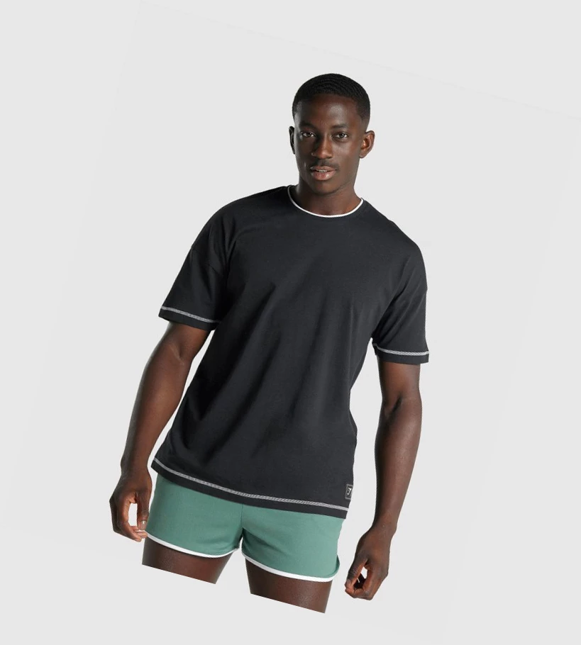 Gymshark Recess T-skjorte Herre Svarte | EHDSTK035