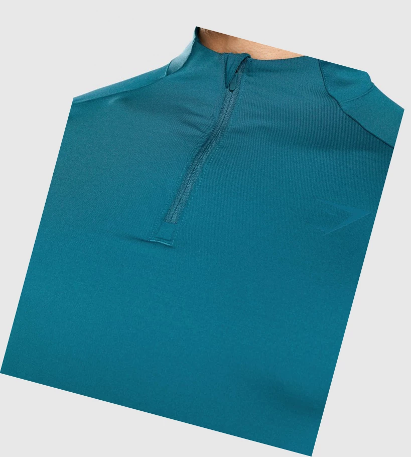 Gymshark Regulate 1/4 Zip Klær Herre Turkis | QRMFHE539