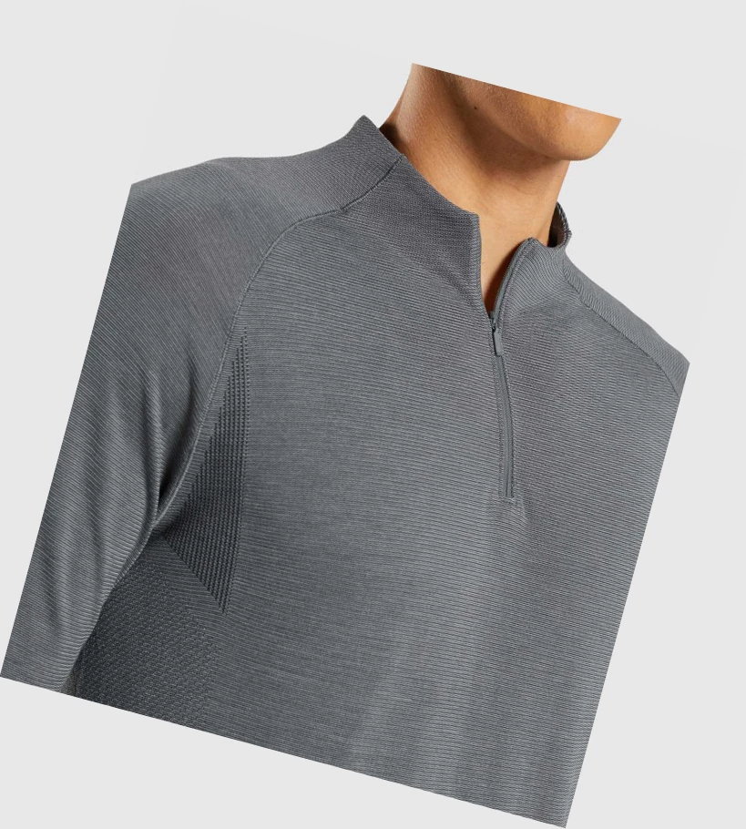 Gymshark Retake Seamless 1/4 Zip Klær Herre Svarte Grå | VXBYZL310