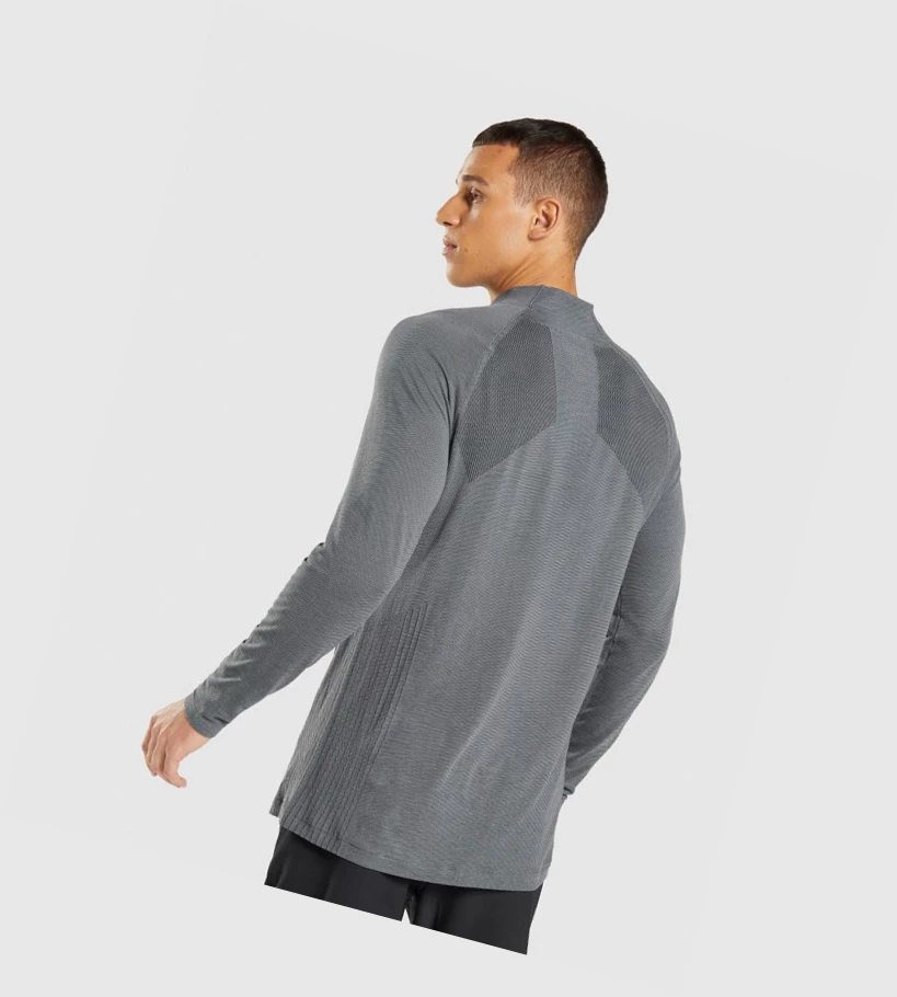 Gymshark Retake Seamless 1/4 Zip Klær Herre Svarte Grå | VXBYZL310