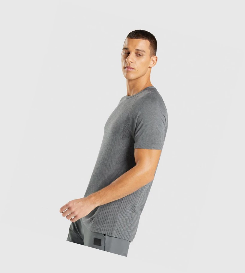 Gymshark Retake Seamless T-skjorte Herre Svarte Grå | BTUZWH638