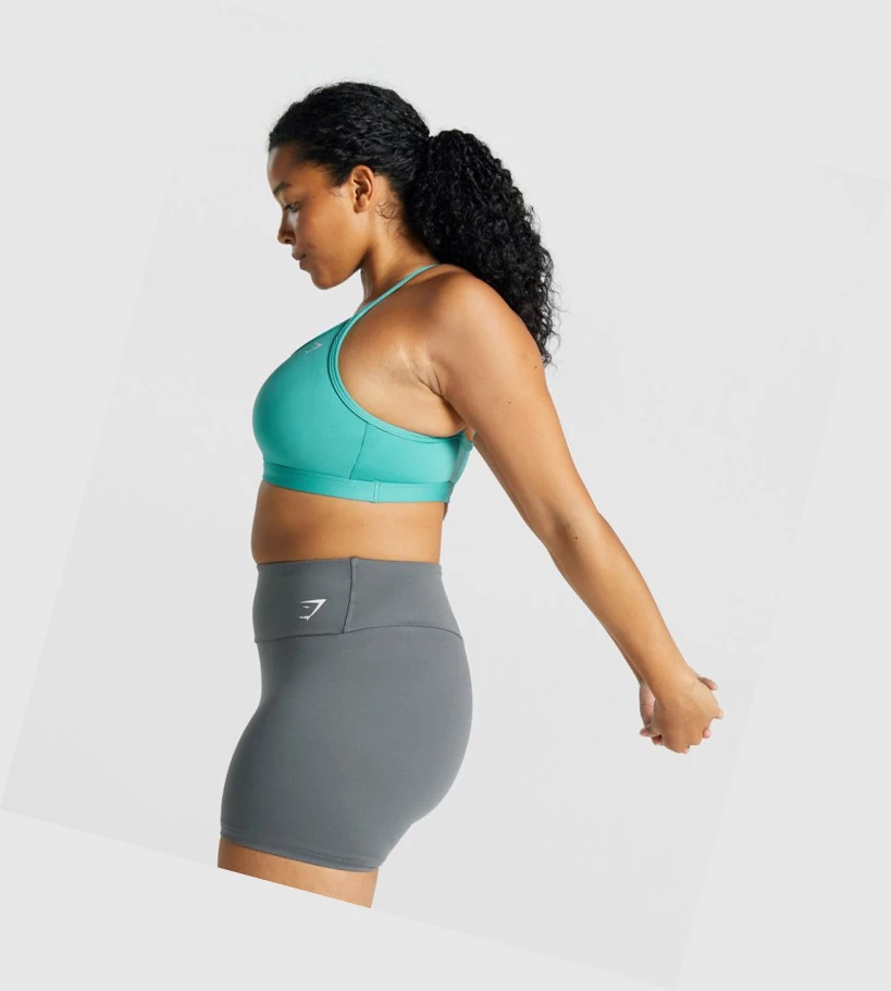 Gymshark Ruched Trenings Sports Bh Dame Turkis | DPGWKR037