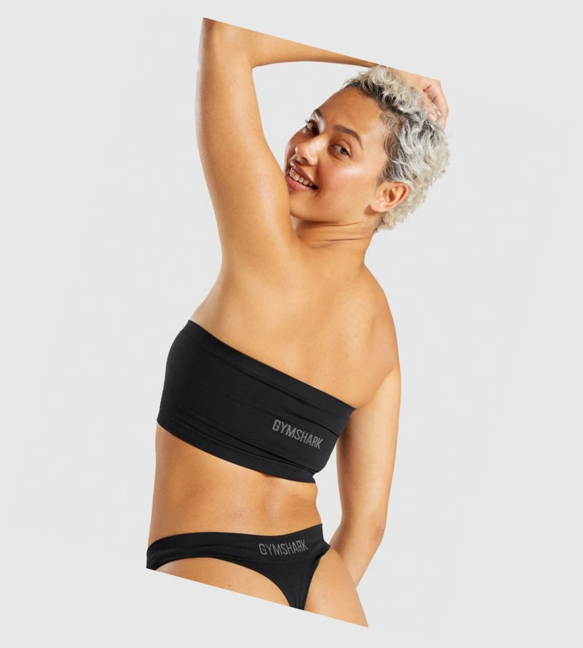 Gymshark Seamless Bandeau Undertøy Dame Svarte | HWOGYQ824