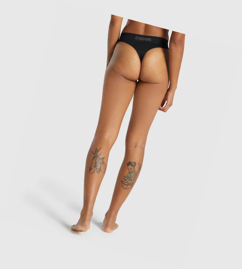 Gymshark Seamless High Rise Thong Undertøy Dame Svarte | SCUXIF601