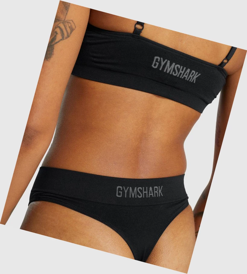 Gymshark Seamless High Rise Thong Undertøy Dame Svarte | SCUXIF601