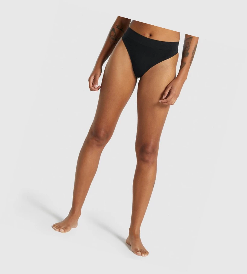 Gymshark Seamless High Rise Thong Undertøy Dame Svarte | SCUXIF601