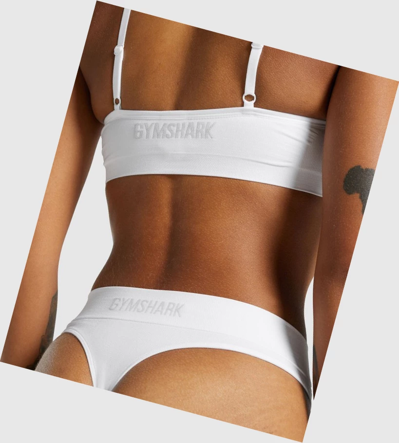 Gymshark Seamless High Rise Thong Undertøy Dame Hvite | XCILAS832