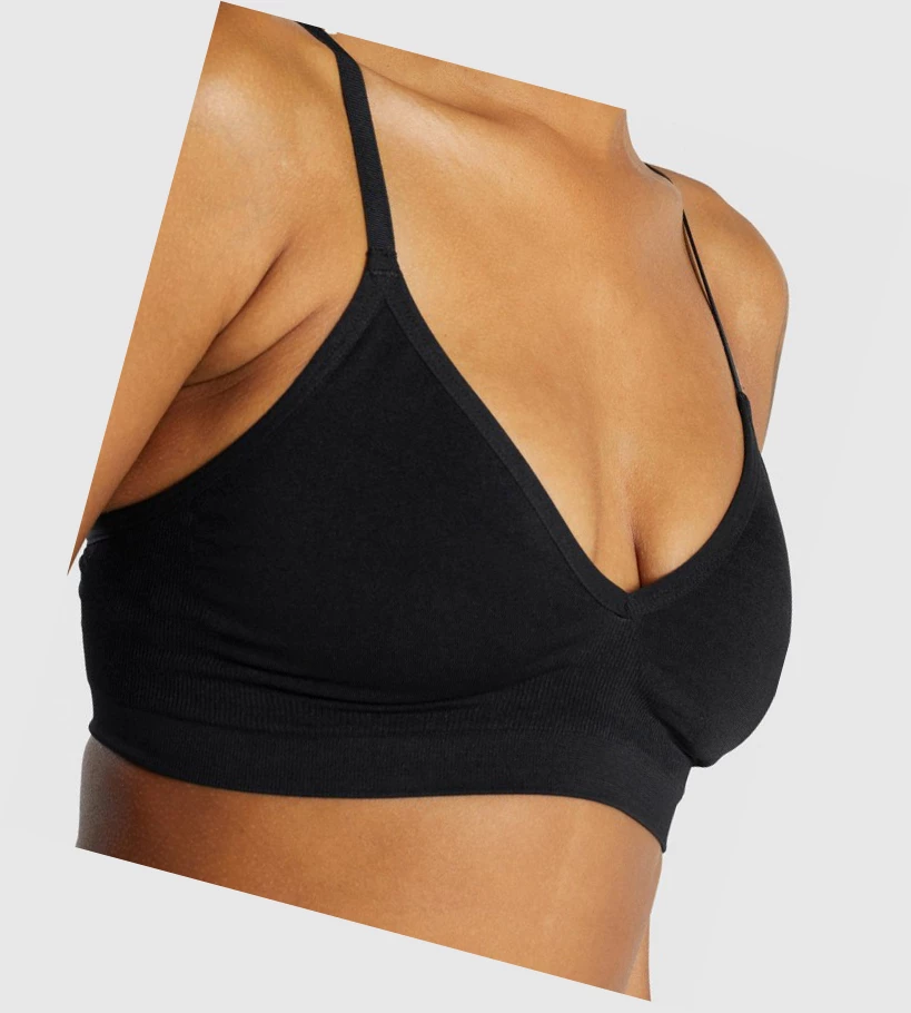 Gymshark Seamless Low Neck Bralette Undertøy Dame Svarte | UXZKEC609