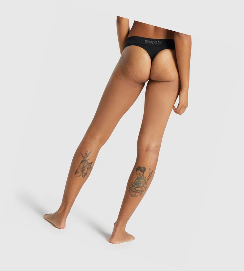 Gymshark Seamless Low Rise Thong Undertøy Dame Svarte | JAPBWF062