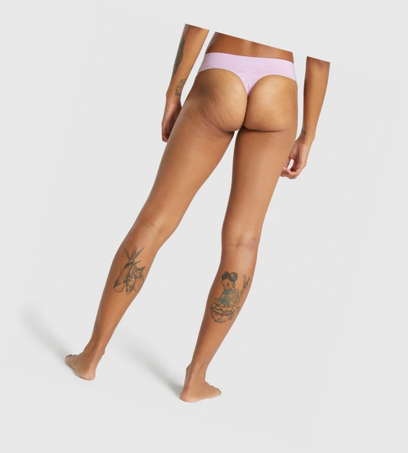 Gymshark Seamless Low Rise Thong Undertøy Dame Lyse Rosa | ZCUANS849