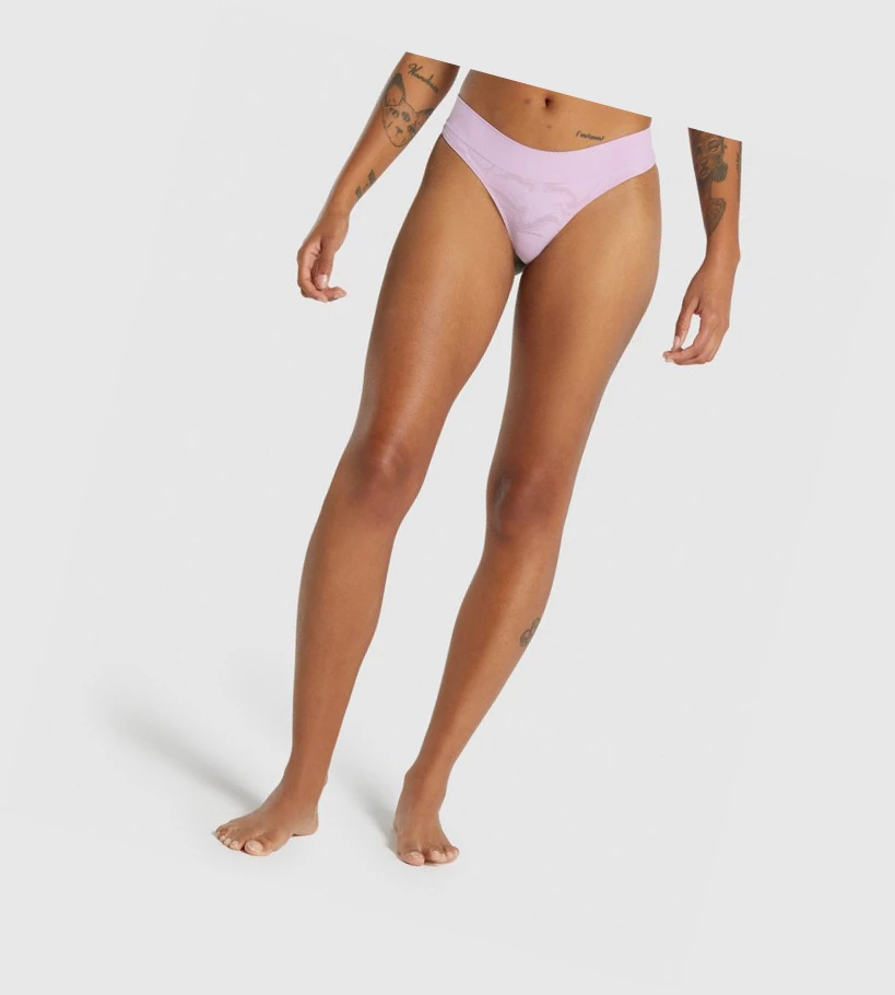 Gymshark Seamless Low Rise Thong Undertøy Dame Lyse Rosa | ZCUANS849