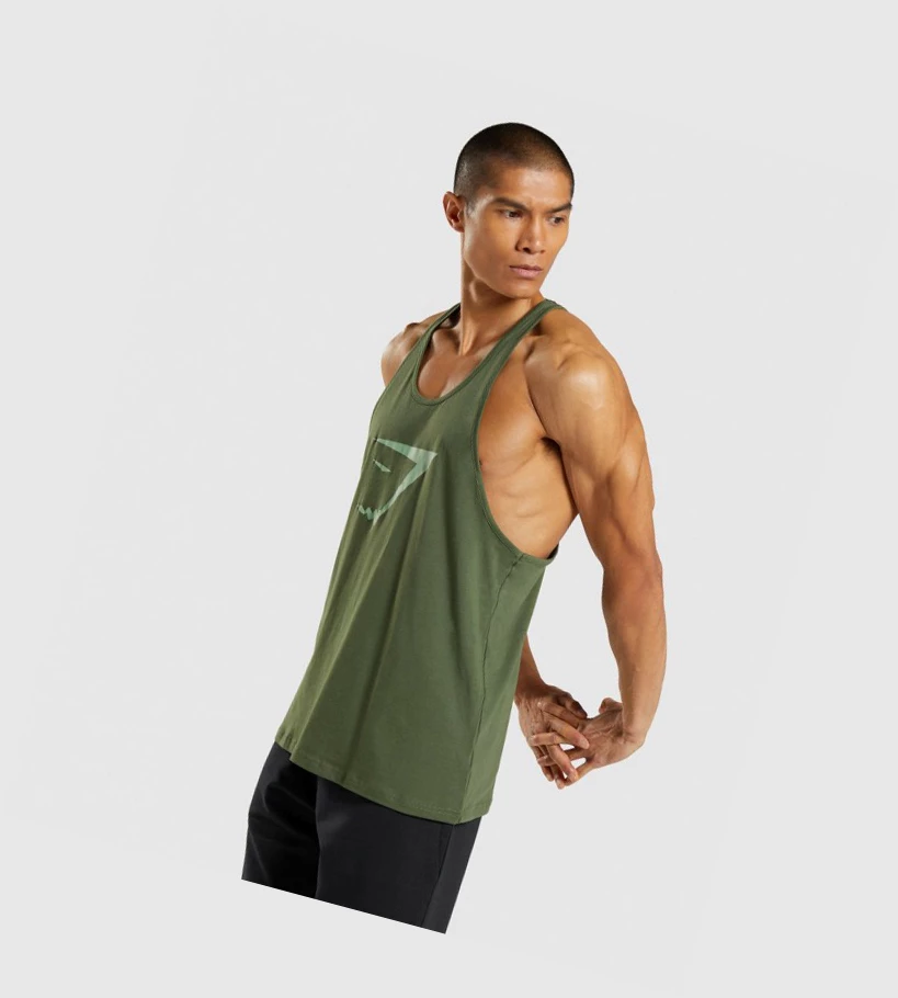 Gymshark Sharkhead Infill Singlet Herre Grønn | QKRSCN753