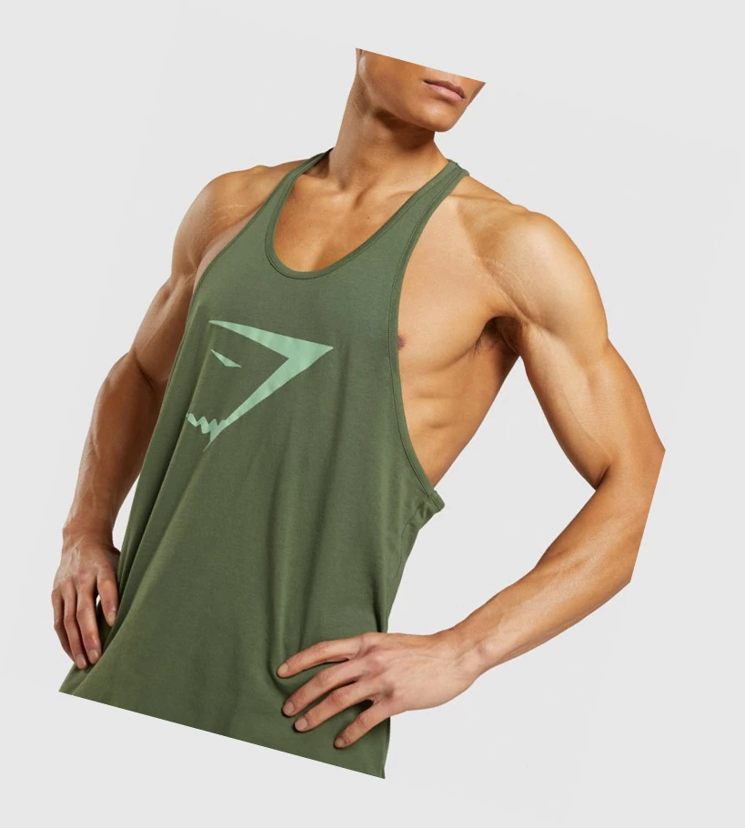 Gymshark Sharkhead Infill Singlet Herre Grønn | QKRSCN753