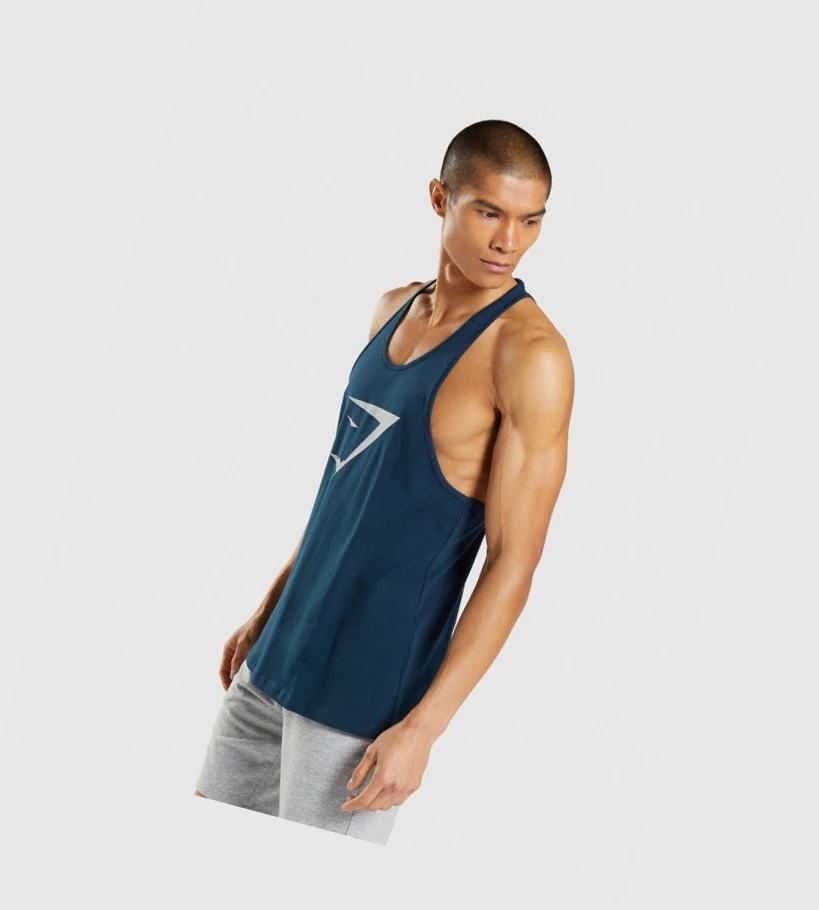 Gymshark Sharkhead Infill Singlet Herre Marineblå | SFWOPR485