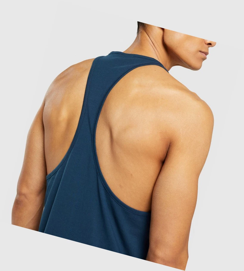 Gymshark Sharkhead Infill Singlet Herre Marineblå | SFWOPR485