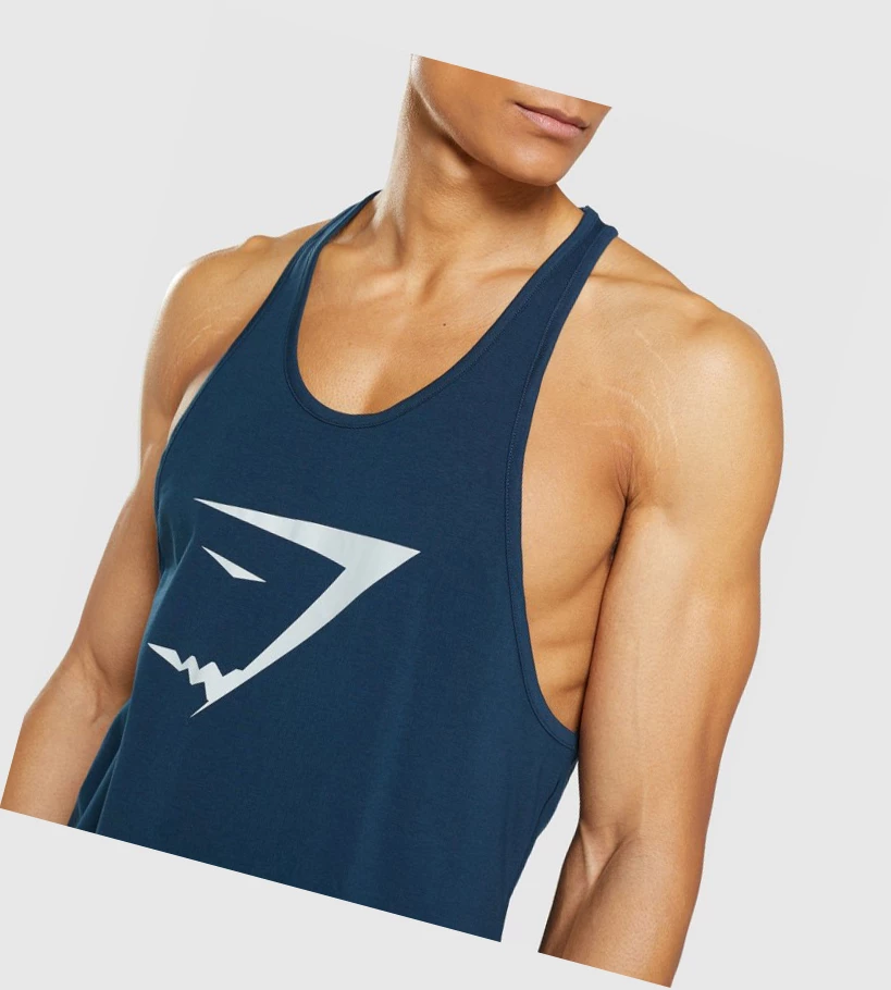 Gymshark Sharkhead Infill Singlet Herre Marineblå | SFWOPR485