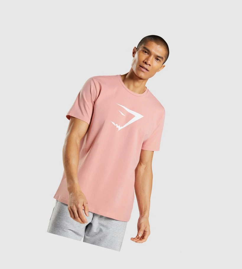 Gymshark Sharkhead Infill T-skjorte Herre Rosa | ASFRYP649