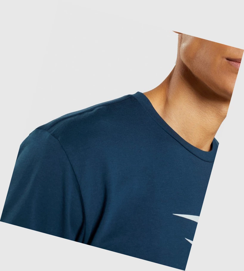 Gymshark Sharkhead Infill T-skjorte Herre Marineblå | ERFAJS589