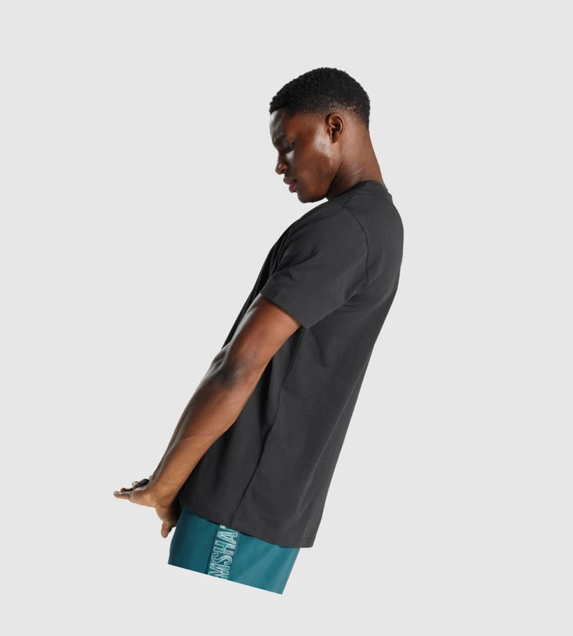 Gymshark Sharkhead Infill T-skjorte Herre Svarte | ITNAZJ120