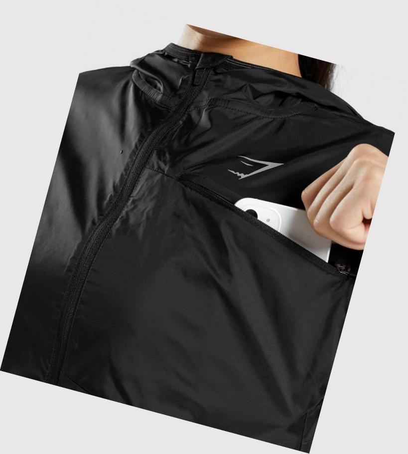 Gymshark Speed Windbreaker Klær Dame Svarte | CGFVJK956