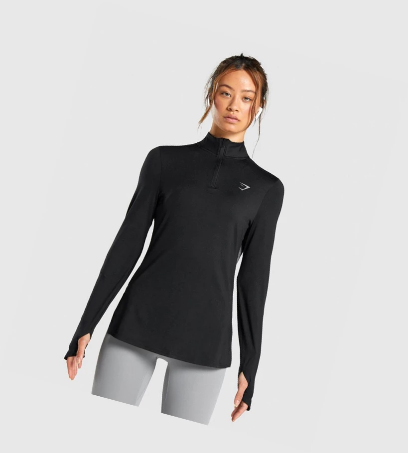 Gymshark Speed Zip-Up Klær Dame Svarte | RLSJPC241