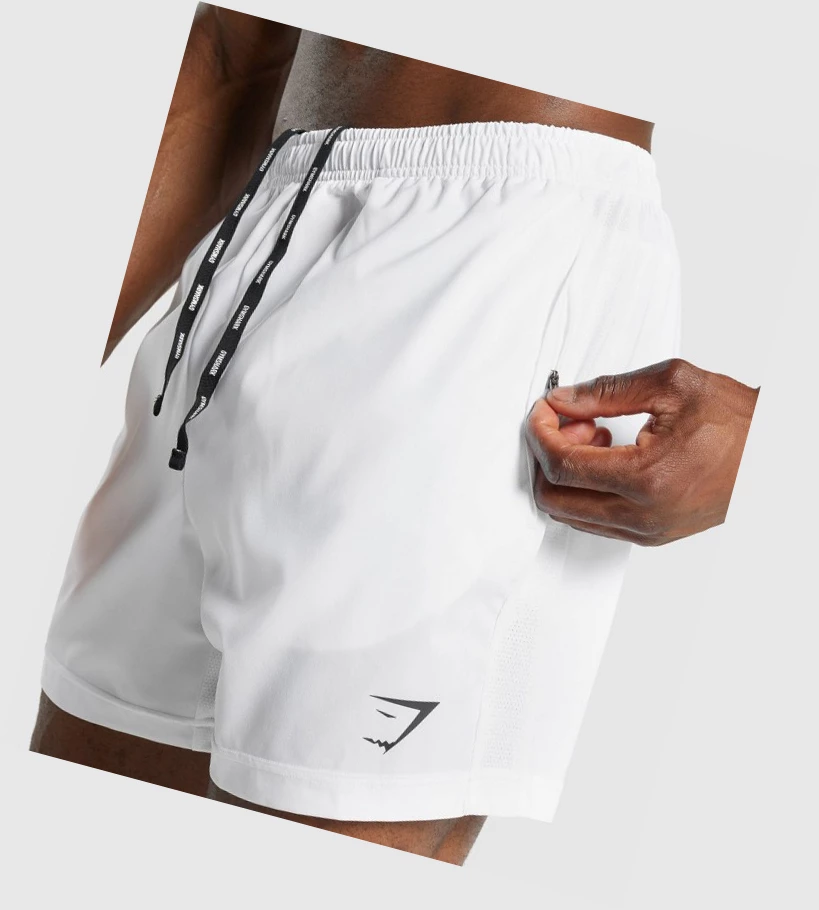 Gymshark Sports Shorts Herre Hvite | XHUSEL792