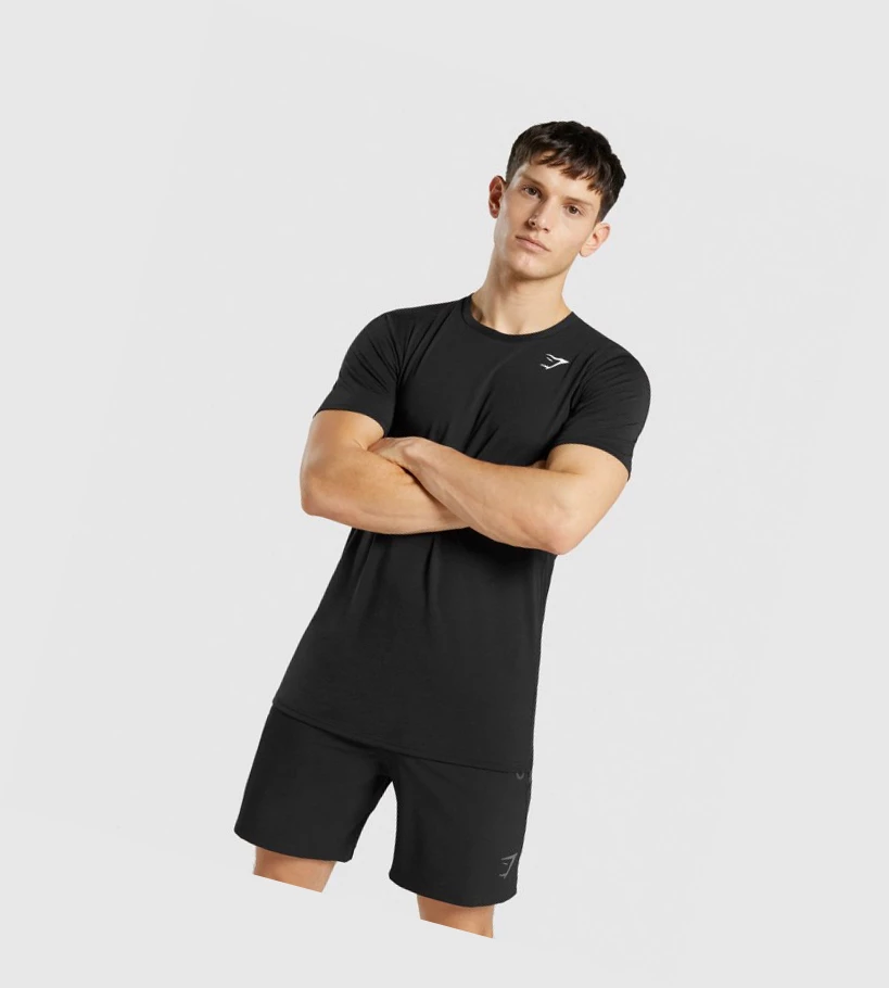 Gymshark Sports T-skjorte Herre Svarte | VSILGZ874