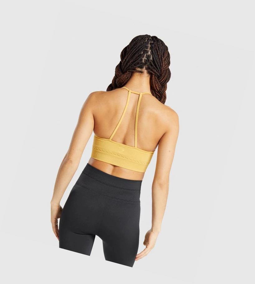 Gymshark Studio Seamless Sports Bh Dame Gul | ITOSNQ704