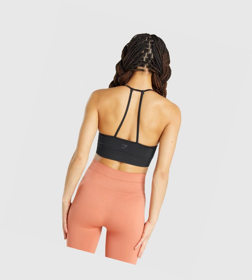 Gymshark Studio Seamless Sports Bh Dame Svarte | UGMZKV328