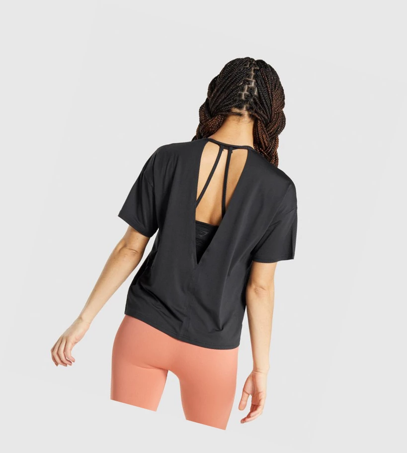 Gymshark Studio T-skjorte Dame Svarte | ZWMOKP471