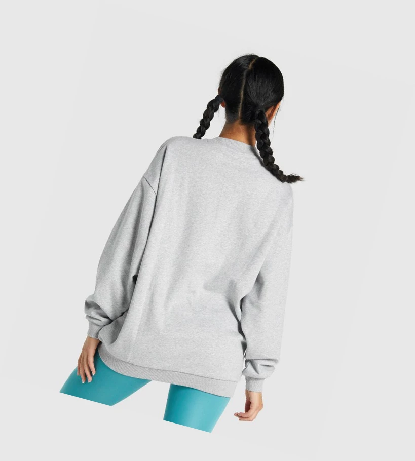 Gymshark Sundae Grafiske Oversized Sweatshirt Klær Dame Lyse Grå | PZAWFE549