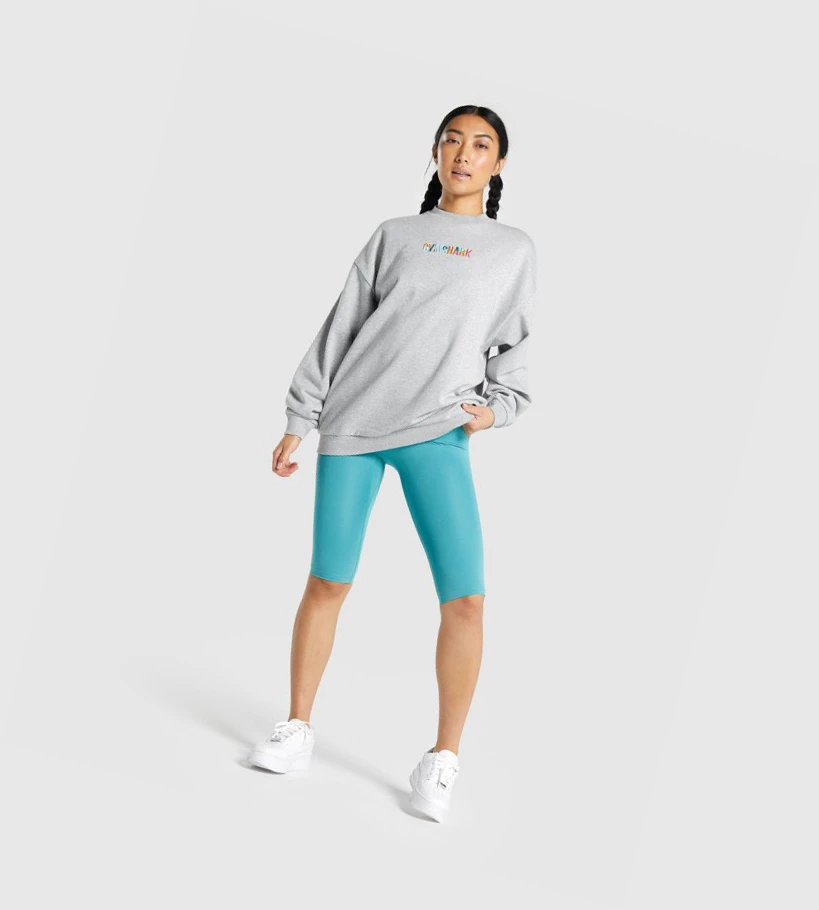 Gymshark Sundae Grafiske Oversized Sweatshirt Klær Dame Lyse Grå | PZAWFE549