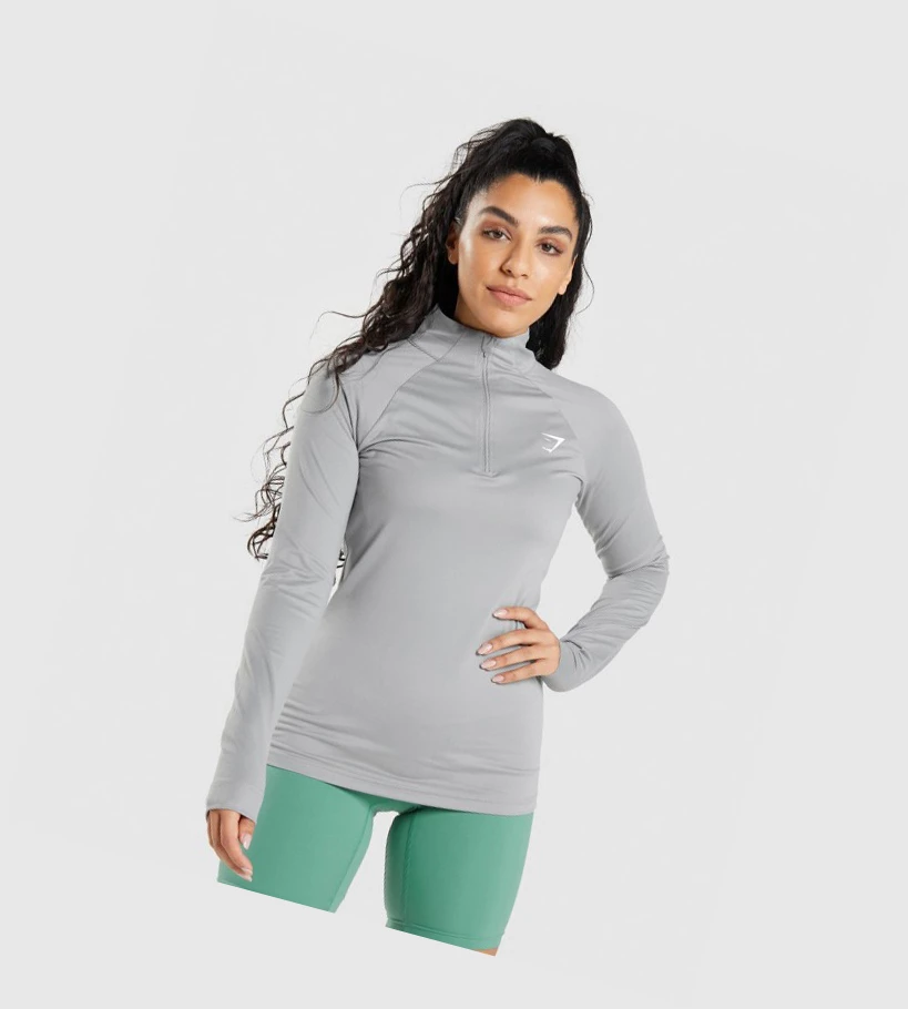 Gymshark Trenings 1/4 Zip Klær Dame Grå | INTEWM194