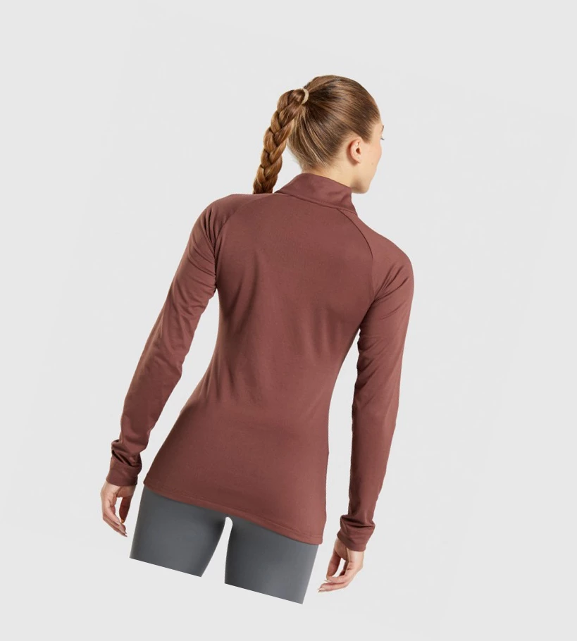 Gymshark Trenings 1/4 Zip Klær Dame Rosa Brune | XDISAR675