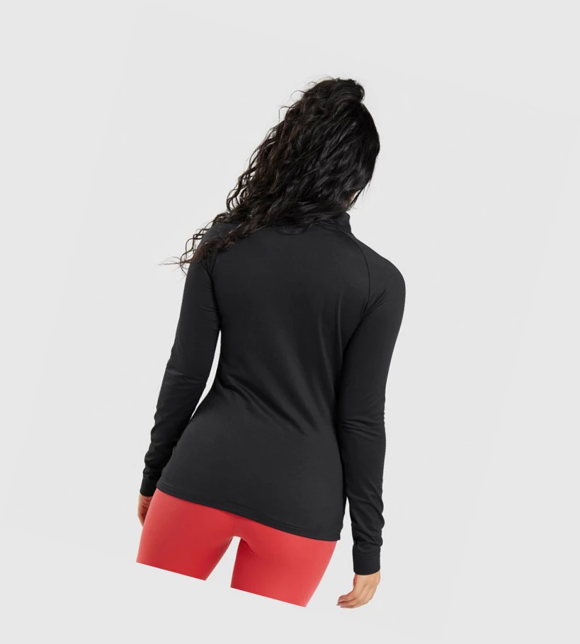 Gymshark Trenings 1/4 Zip Klær Dame Svarte | EZCKJB093