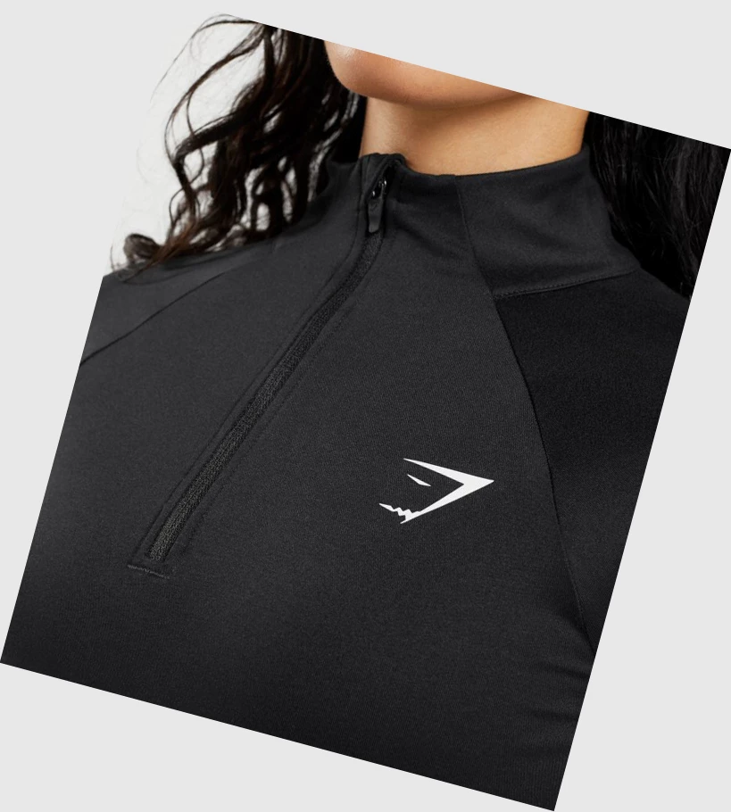 Gymshark Trenings 1/4 Zip Klær Dame Svarte | EZCKJB093