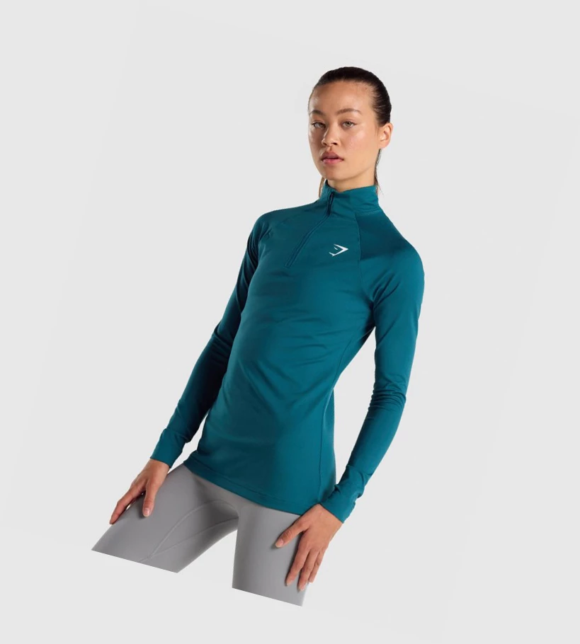 Gymshark Trenings 1/4 Zip Klær Dame Turkis | FUHIPC256