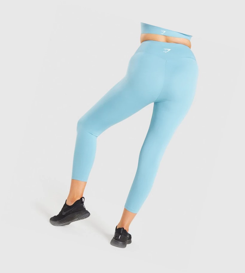 Gymshark Trenings 7/8 High Waisted Leggings Dame Lyse Blå | NCTAWY527