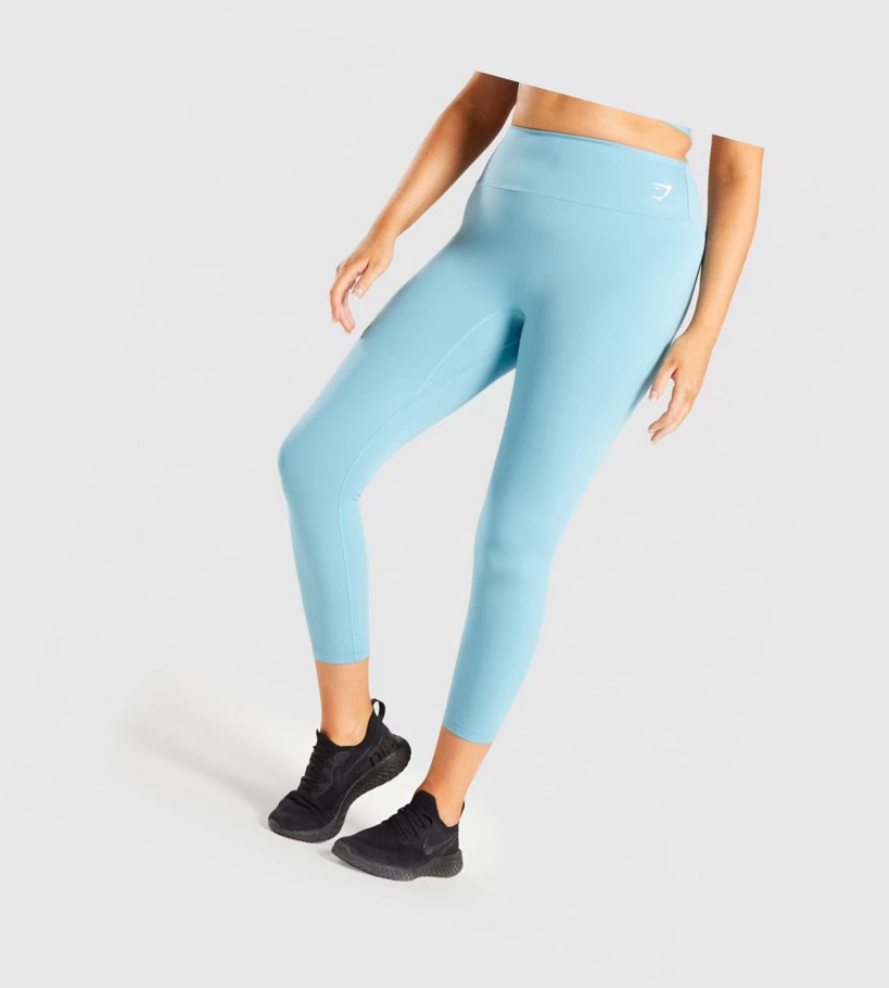 Gymshark Trenings 7/8 High Waisted Leggings Dame Lyse Blå | NCTAWY527