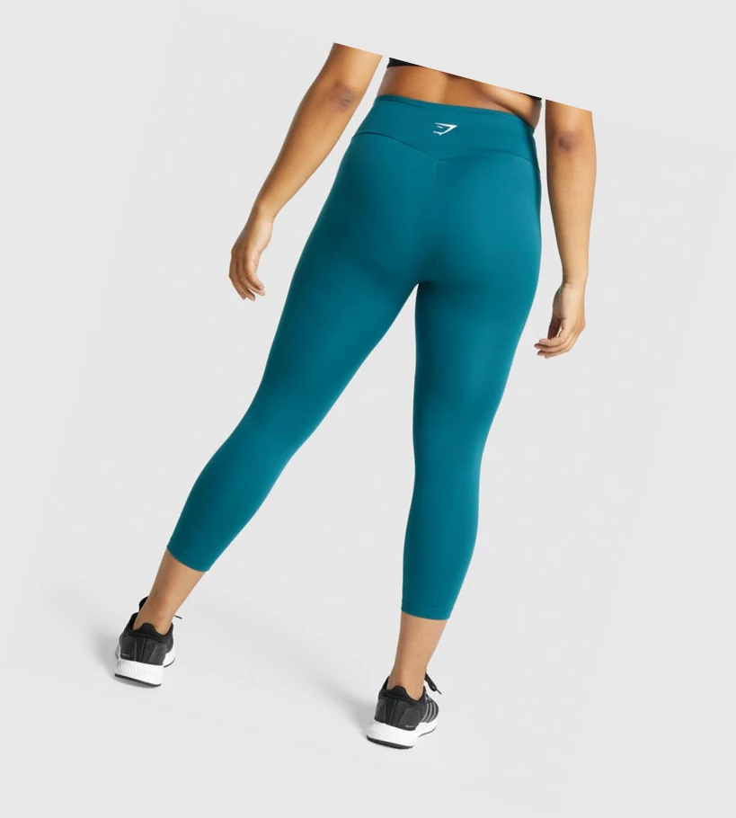 Gymshark Trenings 7/8 High Waisted Leggings Dame Turkis | RUEQZH629