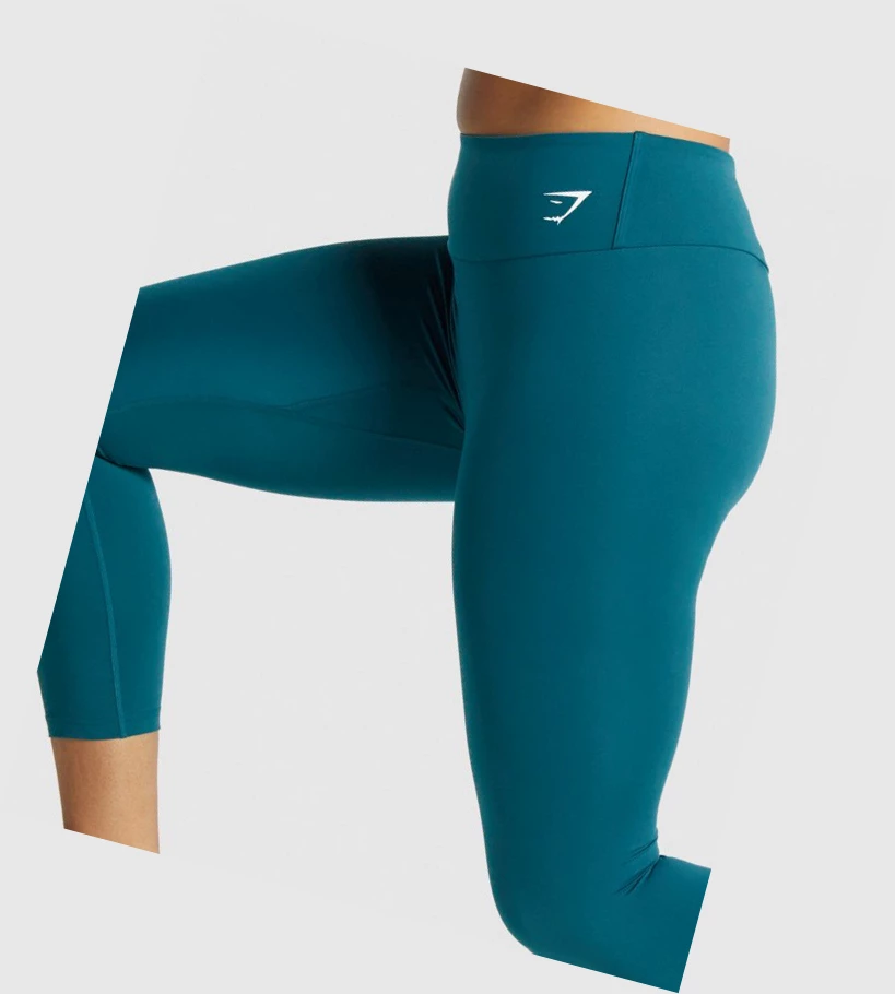 Gymshark Trenings 7/8 High Waisted Leggings Dame Turkis | RUEQZH629