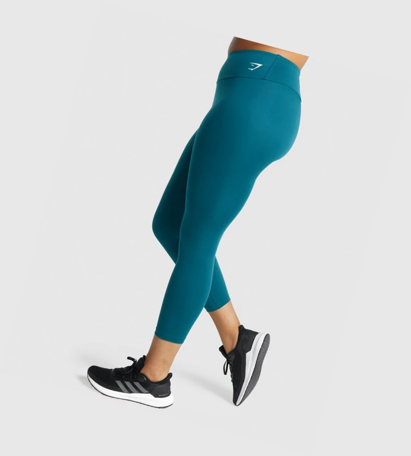 Gymshark Trenings 7/8 High Waisted Leggings Dame Turkis | RUEQZH629