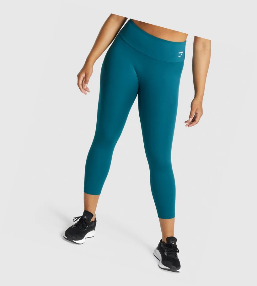 Gymshark Trenings 7/8 High Waisted Leggings Dame Turkis | RUEQZH629