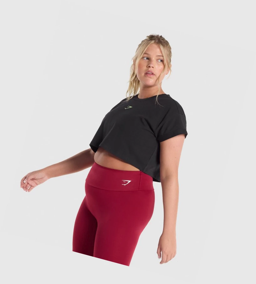 Gymshark Trenings Alone Grafiske Crop Gensere Dame Svarte | BKICPZ632