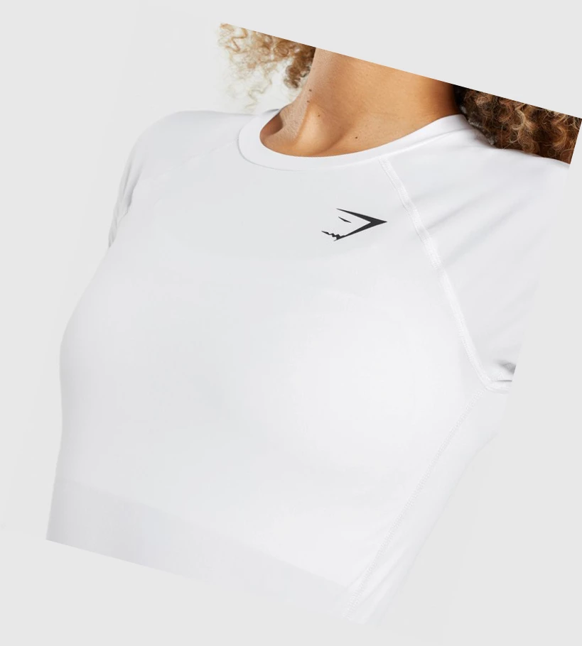 Gymshark Trenings Baselayer T-skjorte Dame Hvite | UTZLGO749