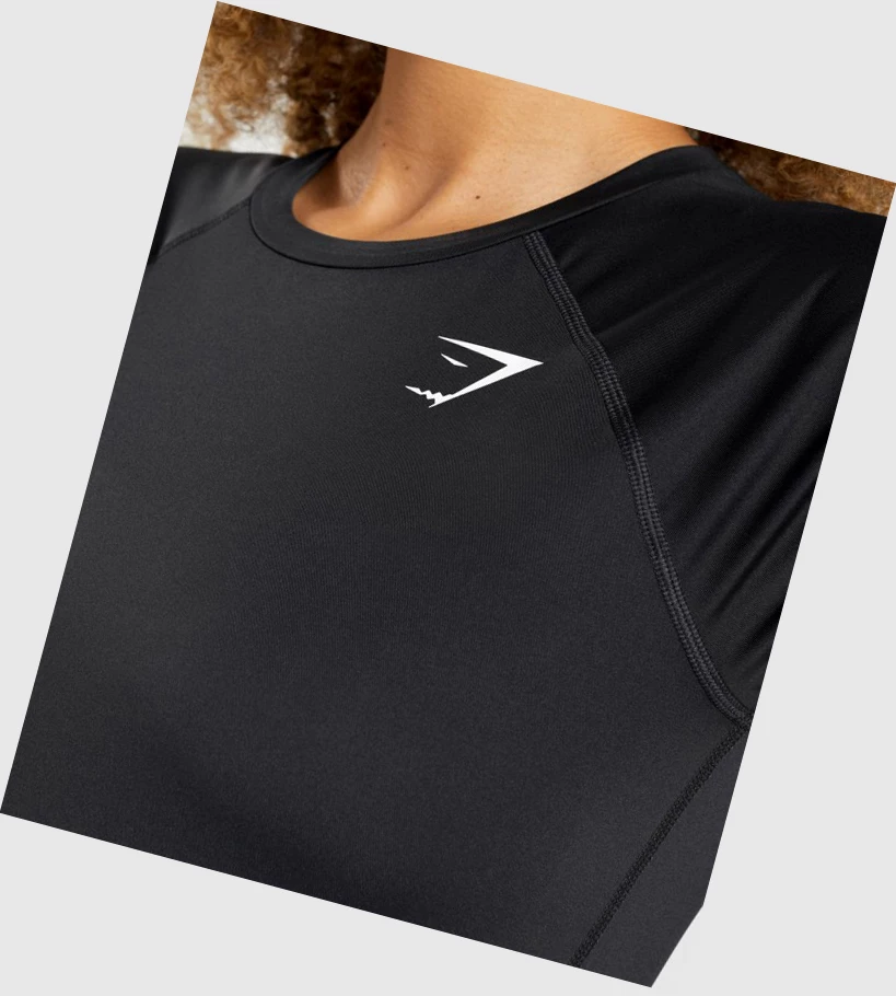 Gymshark Trenings Baselayer T-skjorte Dame Svarte | WEFPMN748