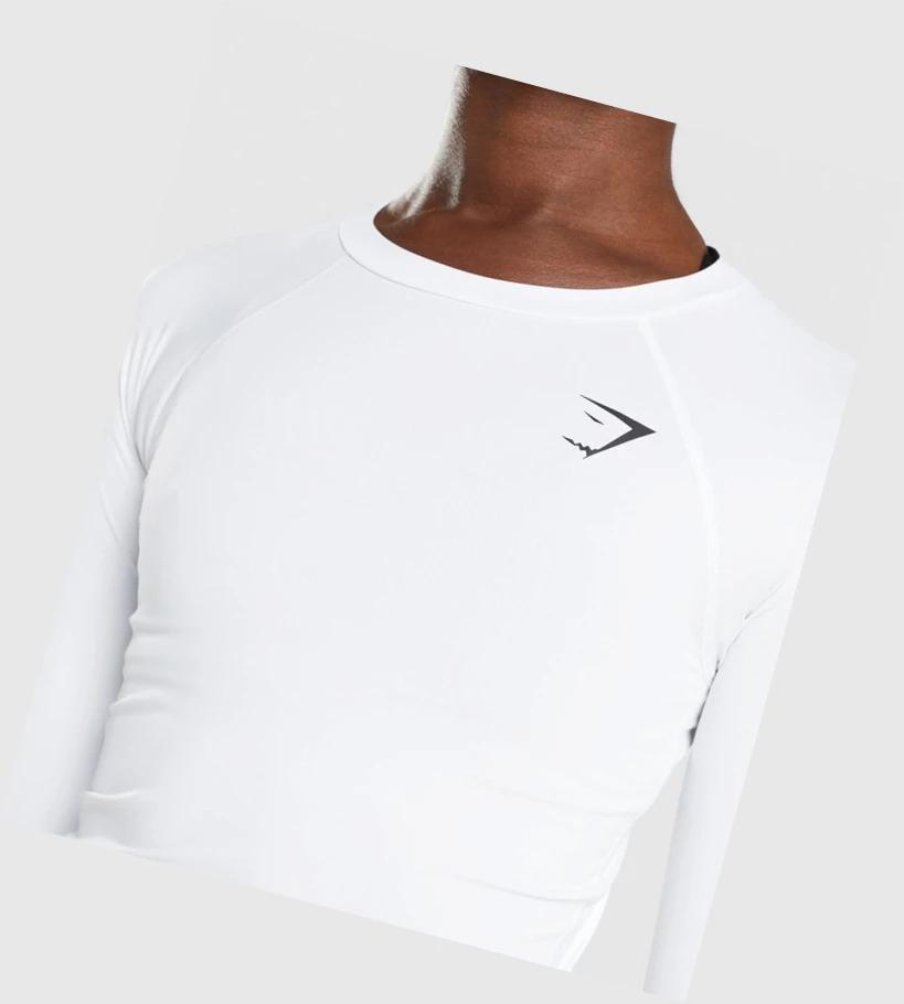 Gymshark Trenings Baselayer Top T-skjorte Dame Hvite | CQIFKW863